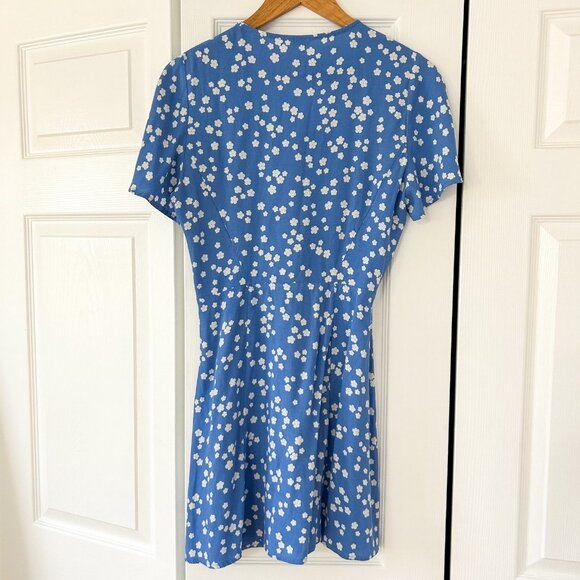 Jack Wills Erin Tie Front Blue Floral Mini Short Sleeve Dress Women’s Size 8 - Picture 5 of 7